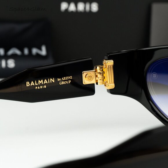 Balmain Men Sunglasses B-ESCAPE BPS-143A-62 Black Grey Gradient Wraparound NEW - Picture 5 of 13